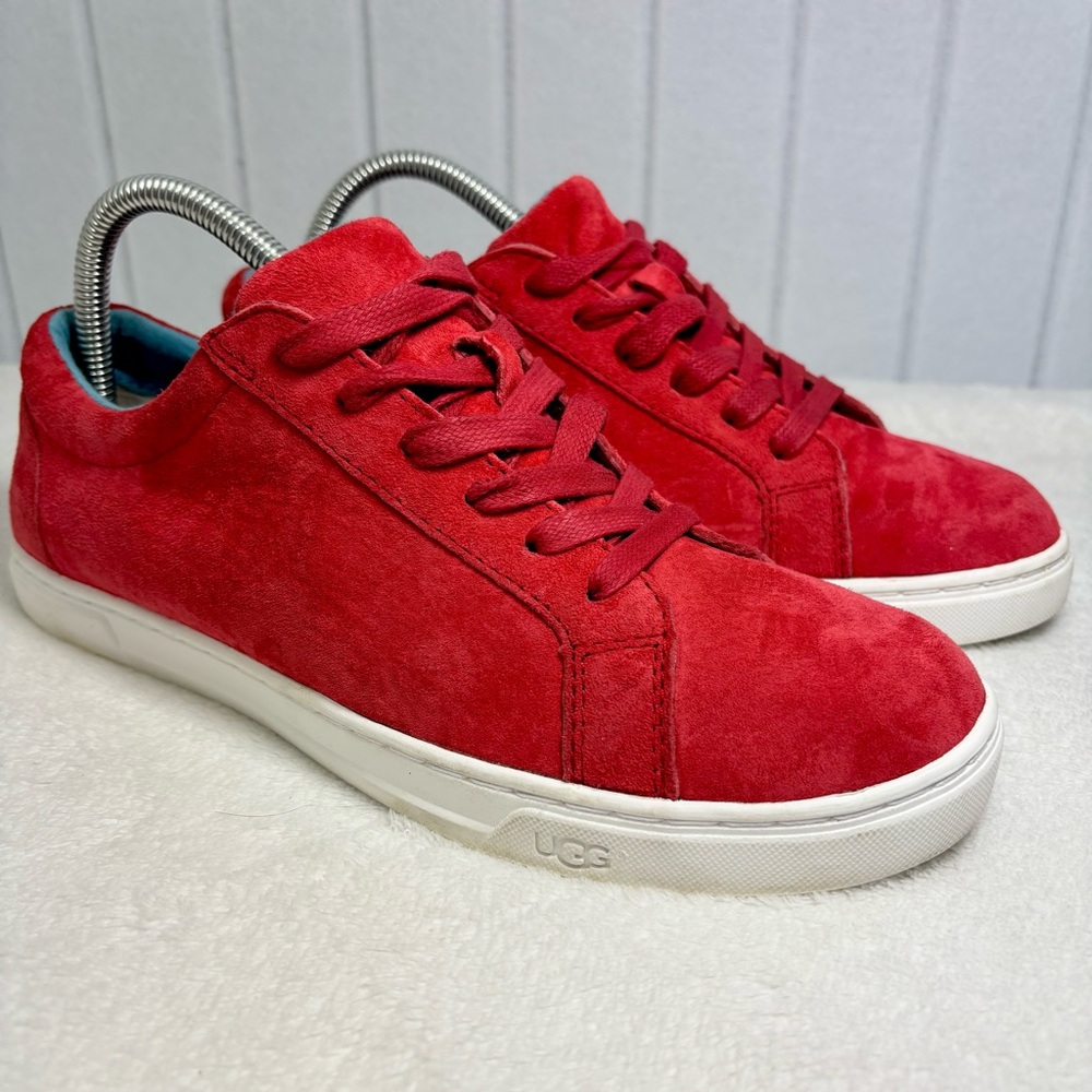 UGG‎ Karine Tango Red (TNGO) Suede Wool Women Sneaker 1015044 Size 9